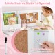 Wooden kids study desk with cork bulletin board and magnetic whiteboard, ideal for organizing books and stationery.